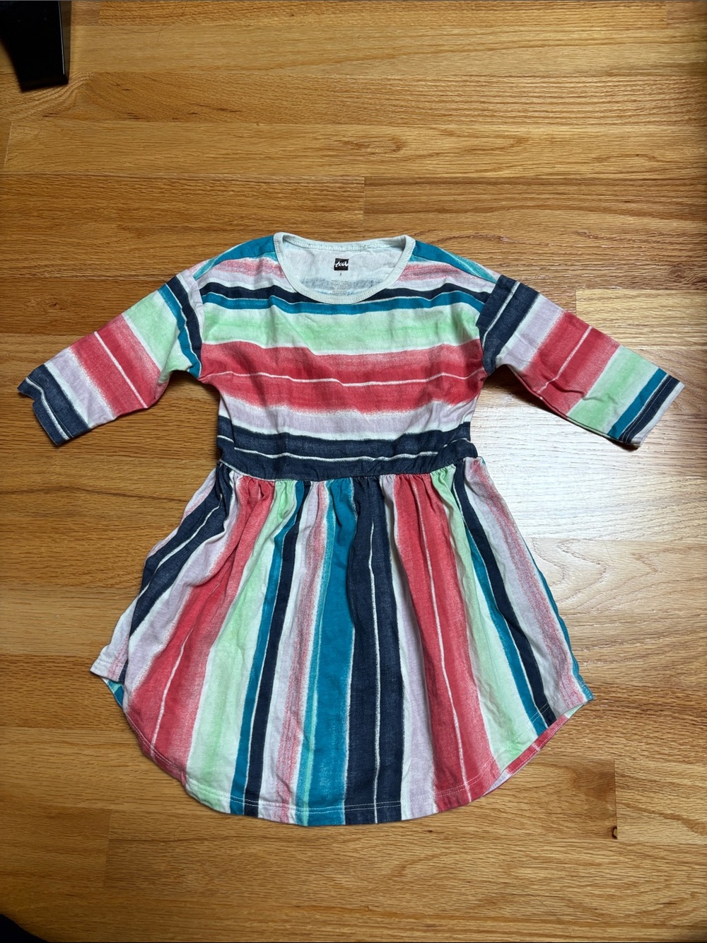 Tea Collection Striped Dress in Coral, Teal, Navy & Mint